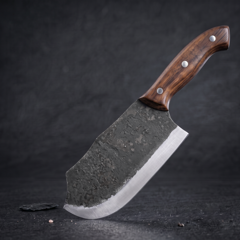 Rhino 8 inch hand forged high carbon steel cleaver with a walnut handle