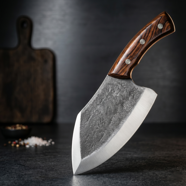 Kodiak 8" Hand Forged Cleaver, High Carbon Steel, Rosewood Handle