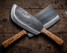Grizzly 8.7" Hand Forged Meat Cleaver, Stainless Steel, Olive Wood Handle