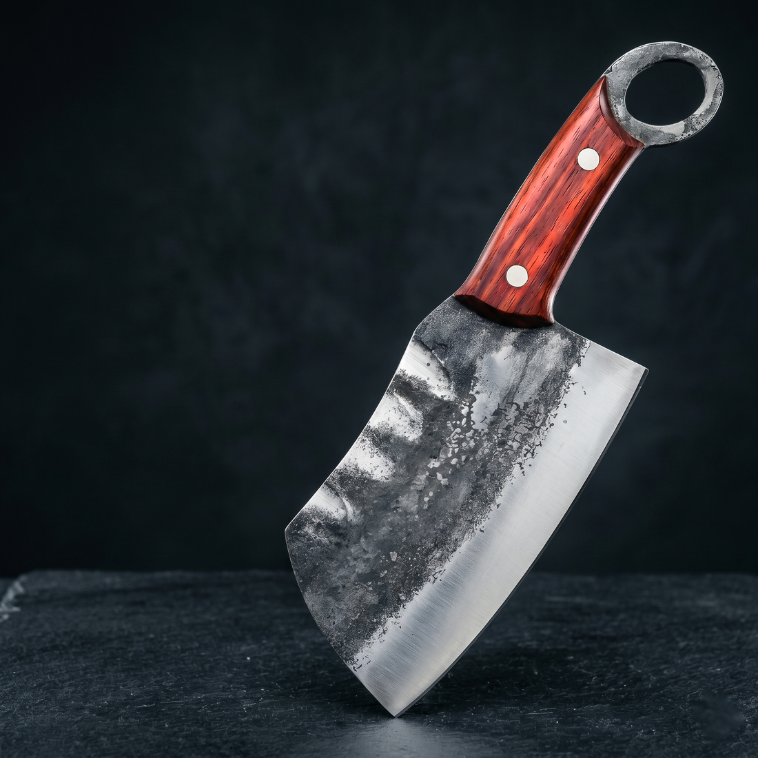 Warthog 6" Hand Forged Cleaver, 1095 Steel, Pakka Wood Handle