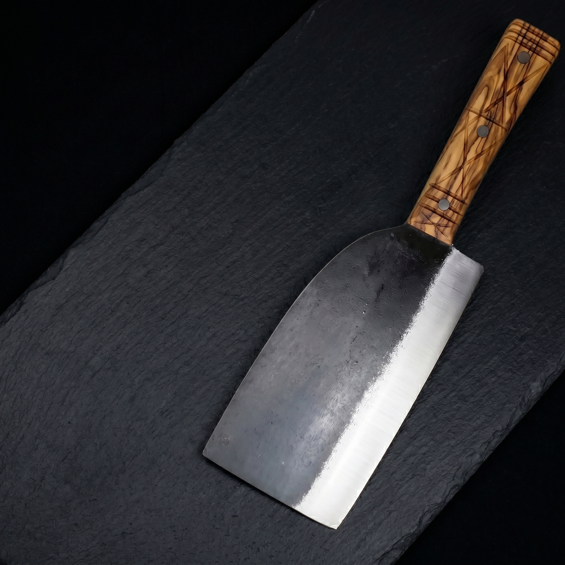 Mammoth 9" Hand Forged Meat Cleaver, 1095 Steel, Olive Wood Handle