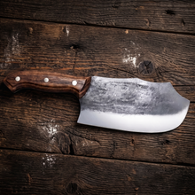 Rhino 8" Hand Forged Cleaver, High Carbon Steel, Walnut Handle