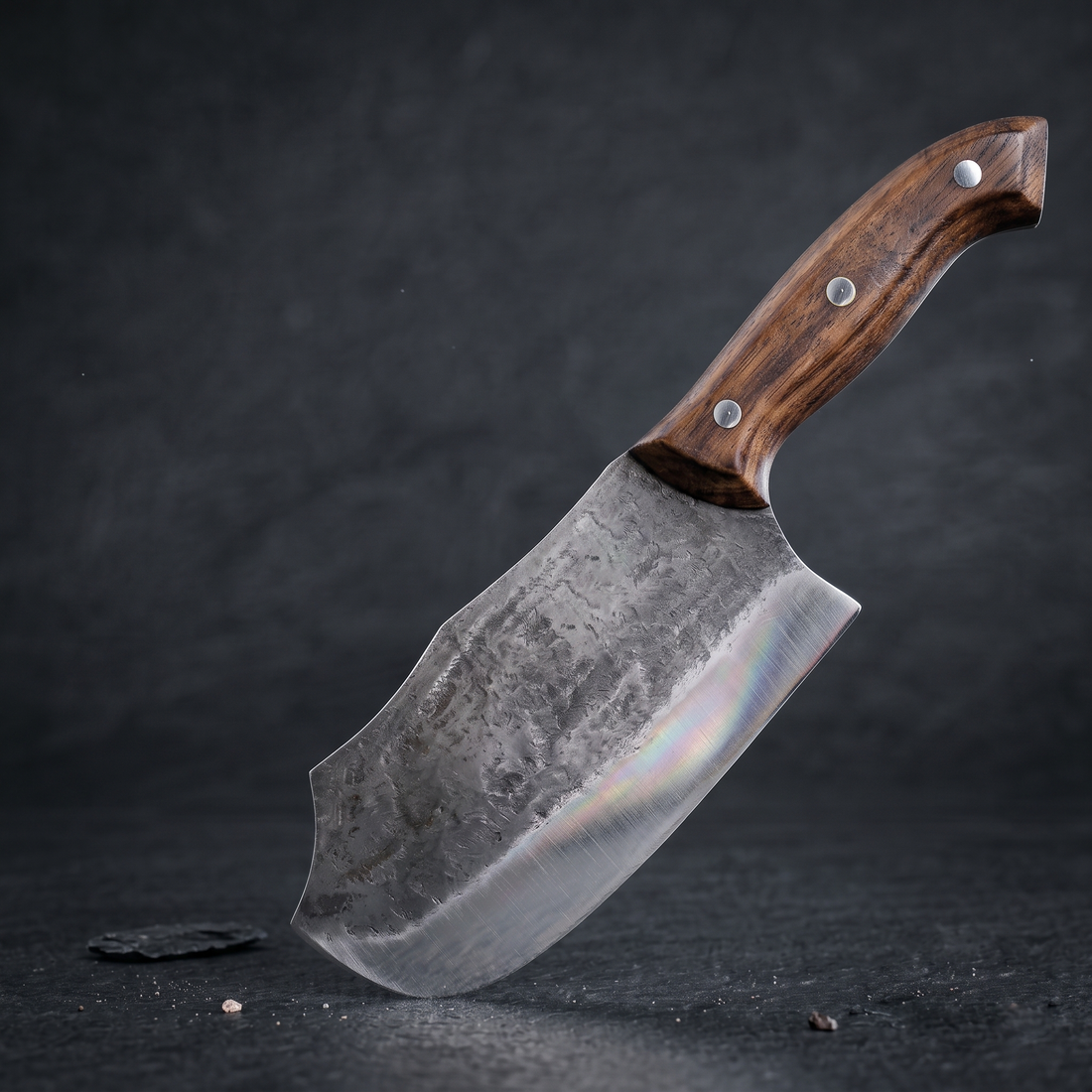 Rhino 8" Hand Forged Cleaver, High Carbon Steel, Walnut Handle