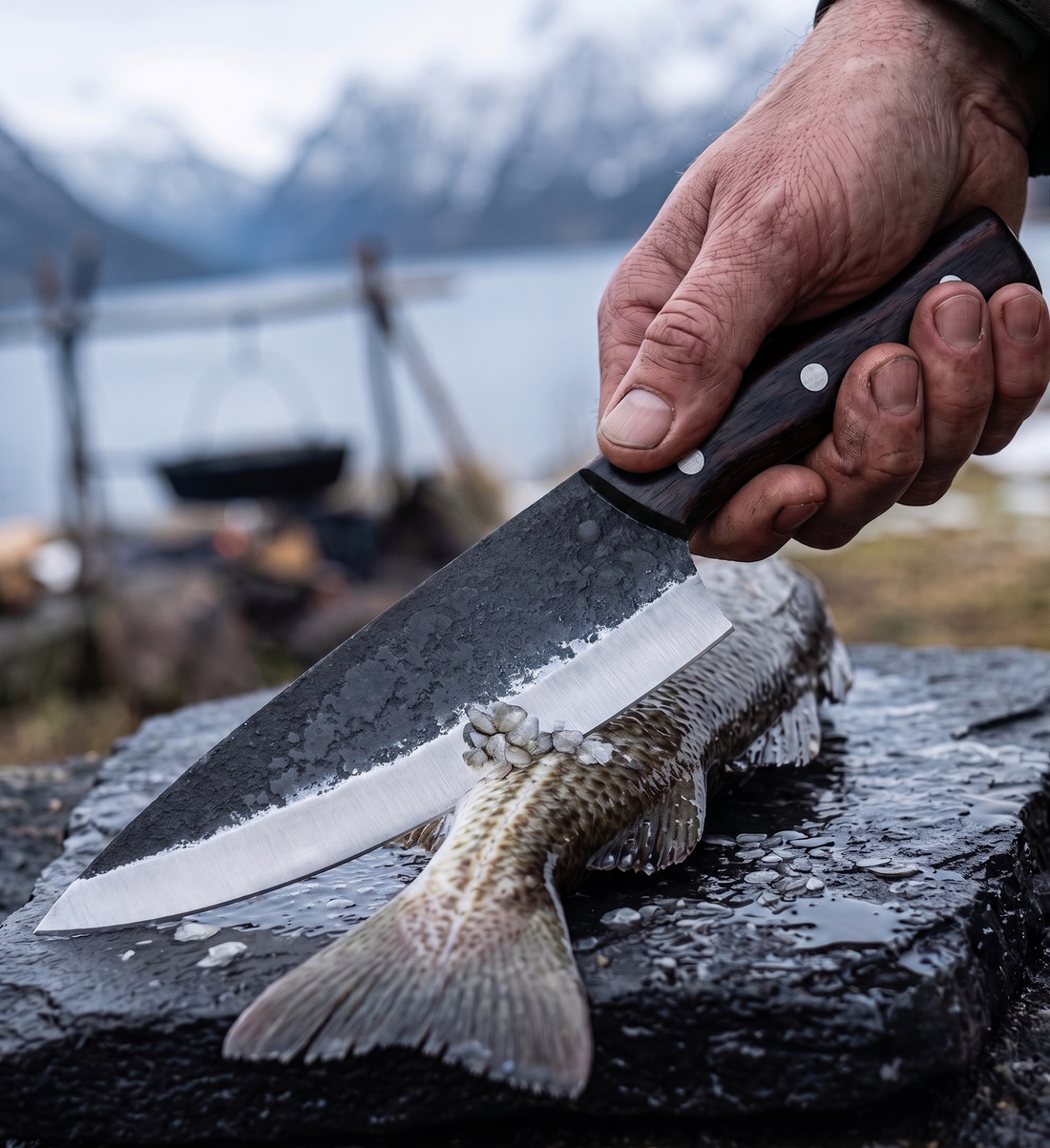 Orca hand forged knife with high carbon steel blade, second product view