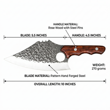 Mastodon 7.5" Hand Forged Cleaver Knife, Textured Pattern Steel by Xcutlery — view 2