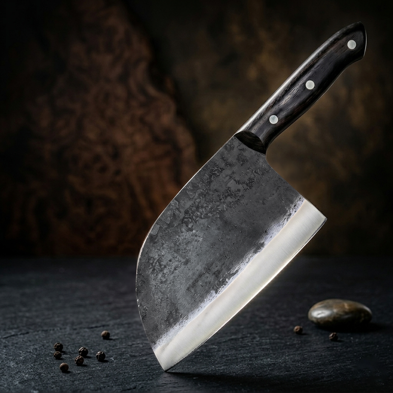 Aurochs 6 inch hand forged spear point cleaver with black rosewood handle