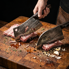 Handcrafted 4-Piece Hand Forged Chef & Cleaver Set by Xcutlery — view 4