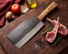Mammoth 9" Hand Forged Meat Cleaver, 1095 Steel, Olive Wood Handle