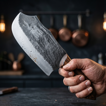 Rhino 8" Hand Forged Cleaver, High Carbon Steel, Walnut Handle