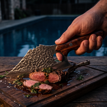 Mastodon 7.5" Hand Forged Cleaver Knife, Textured Pattern Steel