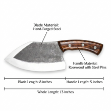 Kodiak 8" Hand Forged Cleaver, High Carbon Steel, Rosewood Handle