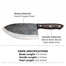 Hand Forged Butcher Cleaver 7.5", High Carbon Steel, Rosewood Handle