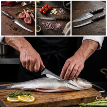 Barracuda 13" Hand Forged Fish Fillet Knife, Black Rosewood Handle