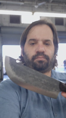 Kraken 8" Hand Forged Cleaver Knife, Serbian Style, Hammer Textured High Carbon Steel, Black Wenge Handle
