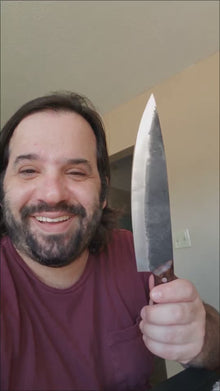 Ironclad 8.7" Hand Forged Chef Knife, Large High Carbon Steel Blade, Hand Hammered Spine, 13.7" Overall