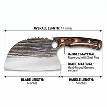 Razorback 6" Hand Forged Cleaver, High Carbon Steel, Rosewood Handle by Xcutlery — view 2