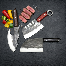 Handcrafted 4-Piece Hand Forged Chef & Cleaver Set by Xcutlery — view 5